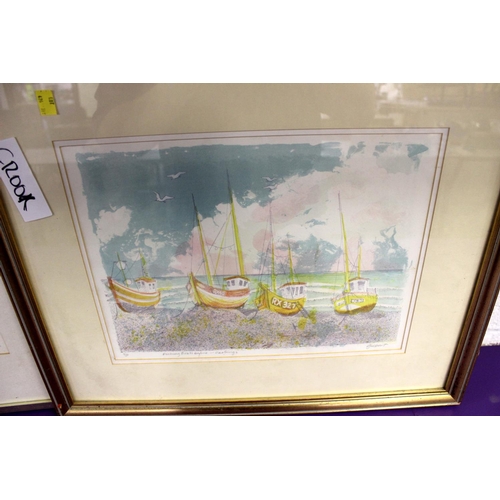 426 - 2 limited edition prints - Hastings boats by Gilbert and Low Clouds II by King - Postage/ Packing no... 