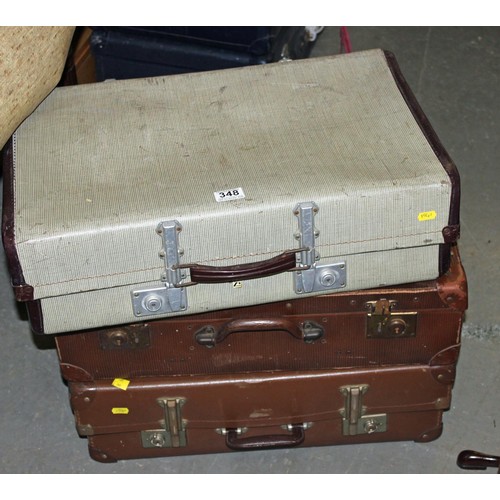 348 - 3 vintage suitcases - Postage/packing not available