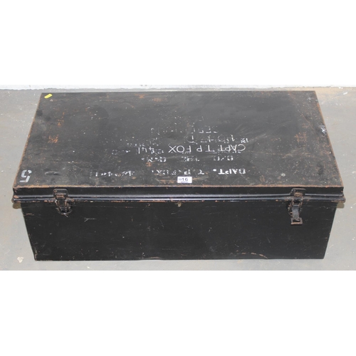 1016 - A Japanned military metal trunk by F & B of London