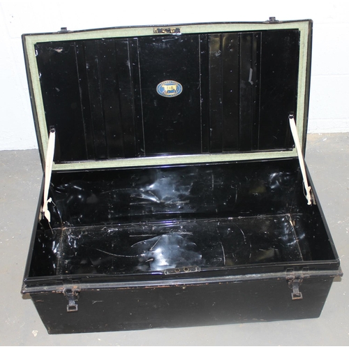 1016 - A Japanned military metal trunk by F & B of London