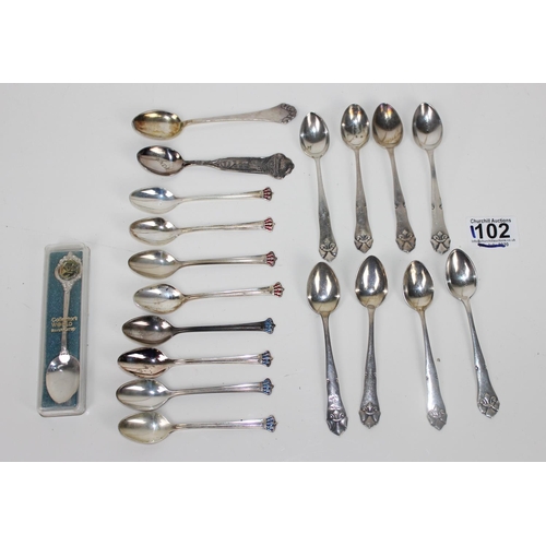 1102 - Qty of silver and silver plated spoons - Scandinavian