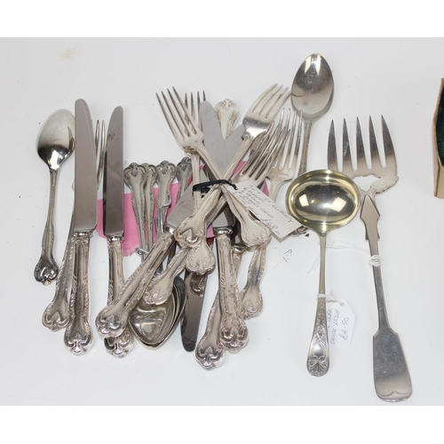 1106 - Qty of antique and later silver-plated cutlery etc