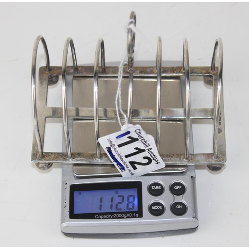 1112 - A silver 6 slice toast rack - Sheffield 1906 by William Hutton - approx 112.8g gross