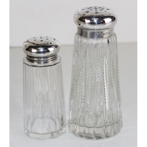 1116 - 2 silver and cut-glass sugar sifters