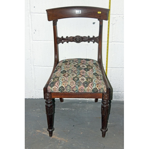 112 - A 19th century rosewood chair with tapestry seat