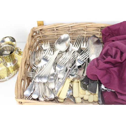 1123 - Qty of assorted silver-plate and cutlery etc