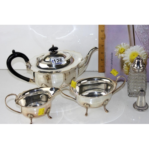 1126 - Qty of assorted silver-plated items and a silver pepperette