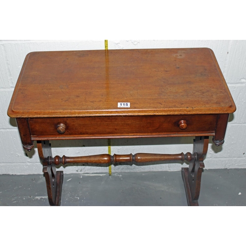 115 - An antique Mahogany side table with drawer