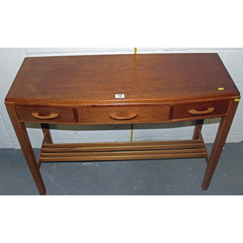 12 - A retro hall table with 3 drawers