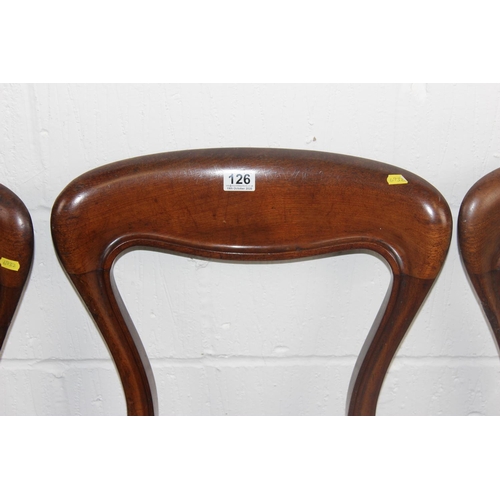 126 - A set of 4 William IV/ Victorian balloon backed dining chairs with padded seats