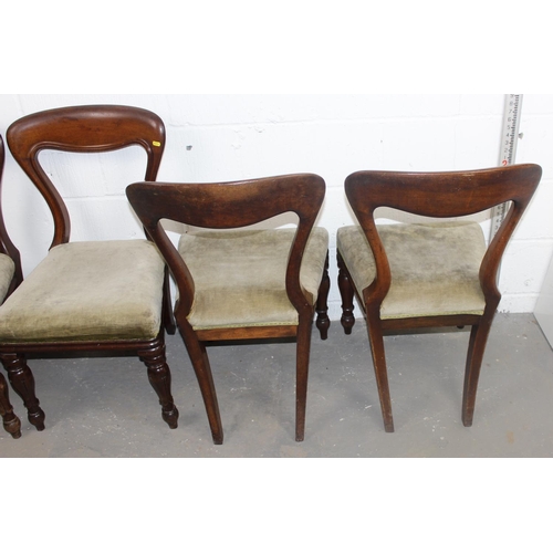 126 - A set of 4 William IV/ Victorian balloon backed dining chairs with padded seats