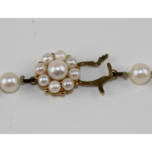 1262 - Vintage pearl necklace with 9ct gold clasp