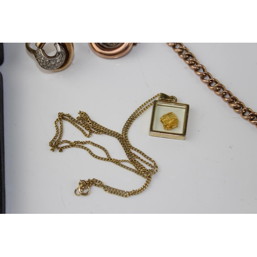 1266 - Qty of assorted 9ct gold and yellow metal items - approx 27.7g gross weight - approx 14.6g HM 9ct go... 