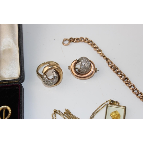 1266 - Qty of assorted 9ct gold and yellow metal items - approx 27.7g gross weight - approx 14.6g HM 9ct go... 