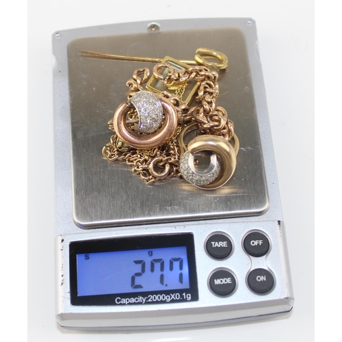 1266 - Qty of assorted 9ct gold and yellow metal items - approx 27.7g gross weight - approx 14.6g HM 9ct go... 