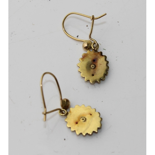 1273 - A pair of yellow metal and diamond drop earrings - tests as 18ct gold or higher but not marked