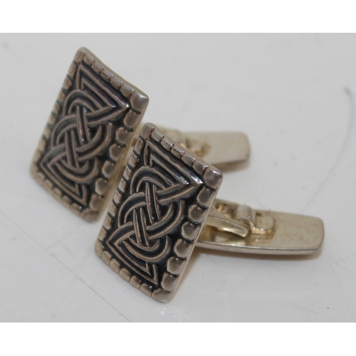 1277 - Norwegian silver cufflinks with Celtic style design, based on an archaeological find from 850 AD. Ma... 