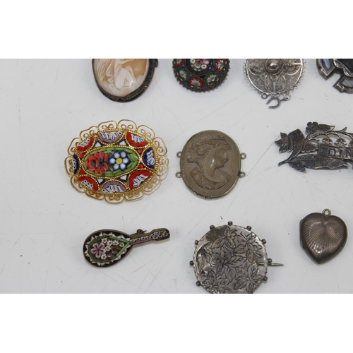 1278 - Qty of assorted antique and vintage brooches etc to inc silver examples & micro mosaic