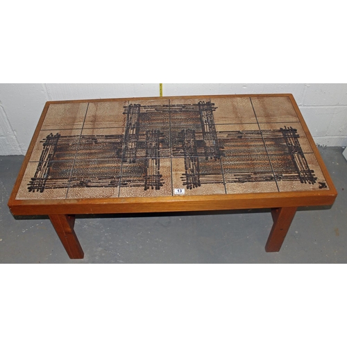 13 - A Danish retro tile topped coffee table by Trioh