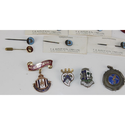 1358 - Qty of assorted enamel badges etc to inc National Savings 45-year service