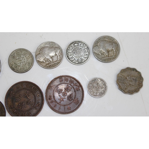 1372 - Qty of interesting world coins etc to inc some silver examples