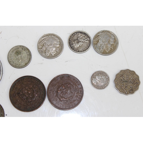 1372 - Qty of interesting world coins etc to inc some silver examples