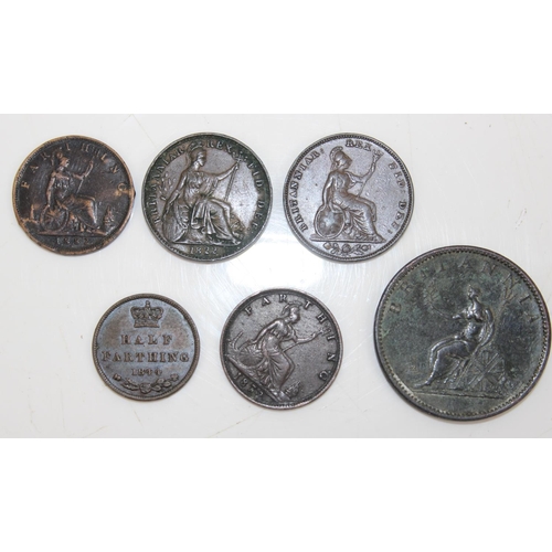 1379 - 6 early 19th century copper coins - some in nice condition and a 1941 Malaya 1c note