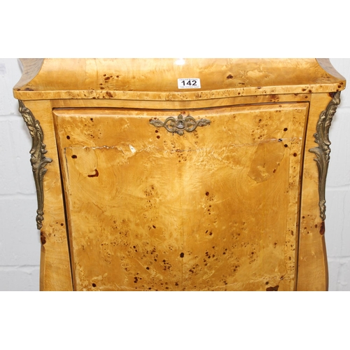 142 - A 19th century French bombe Secrétaire à abattant desk with green marble top, gilt metal mounts and ... 