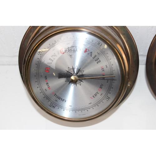 1426 - Foster Callear brass cased clock and barometer set