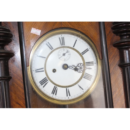 1428 - A large Vienna regulator wall clock with ebonised wooden details