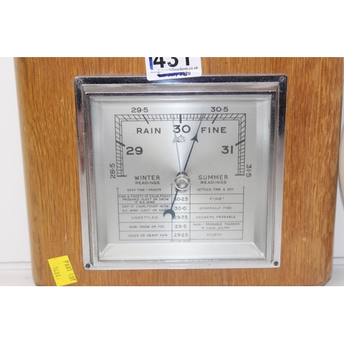 1431 - Art Deco period wall barometer and 2 clocks