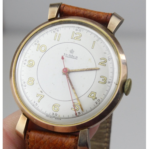 1436 - a 9ct gold cased gentleman's watch by Roidor - Edinburgh 1950 - 36.8g gross weight