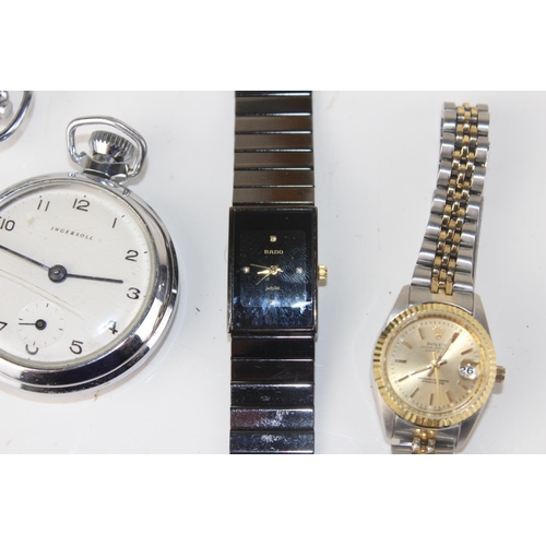 1441 - 5 assorted watches to inc an unusual RNIB Braille pocket watch