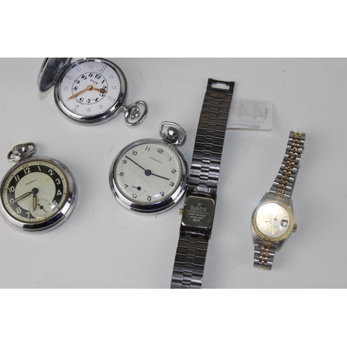 1441 - 5 assorted watches to inc an unusual RNIB Braille pocket watch