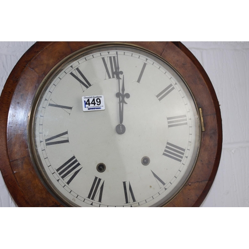 1449 - An antique drop dial wall clock with Walnut case