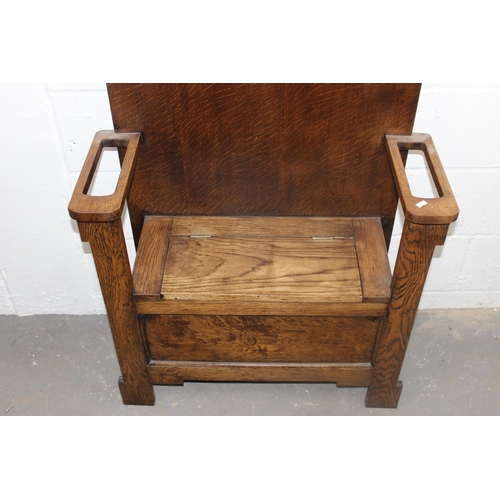 148 - Art Deco period oak hall stand with mirror