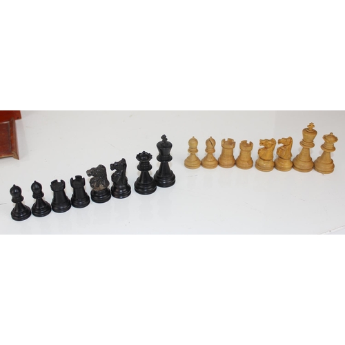 1490 - 2 wooden chess sets in box and one other plastic set