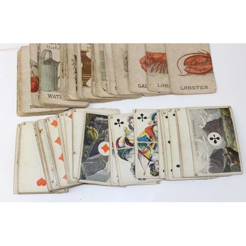 1491 - A set of 19th century playing cards (complete) and an unusual Animal, Vegetable, Mineral card game b... 