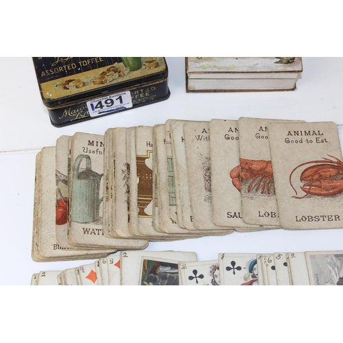 1491 - A set of 19th century playing cards (complete) and an unusual Animal, Vegetable, Mineral card game b... 