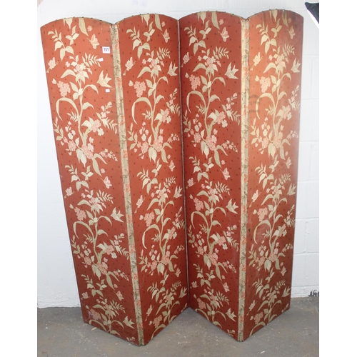 151 - A vintage 4-fold dressing screen