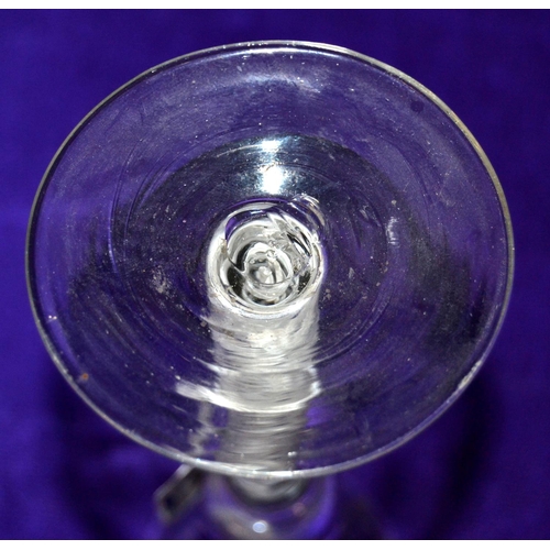 1654 - 3 antique drinking glasses to inc a Georgian cordial glass with cotton twist stem