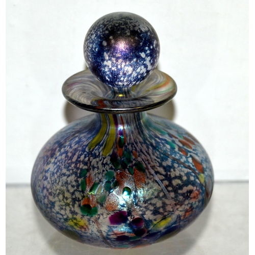 1656 - 5 iridescent glass perfume bottles to inc examples by Siddy Langley & 2 by Okra Glass