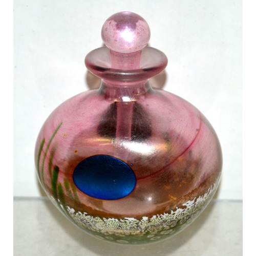 1656 - 5 iridescent glass perfume bottles to inc examples by Siddy Langley & 2 by Okra Glass