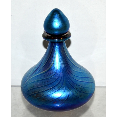 1656 - 5 iridescent glass perfume bottles to inc examples by Siddy Langley & 2 by Okra Glass