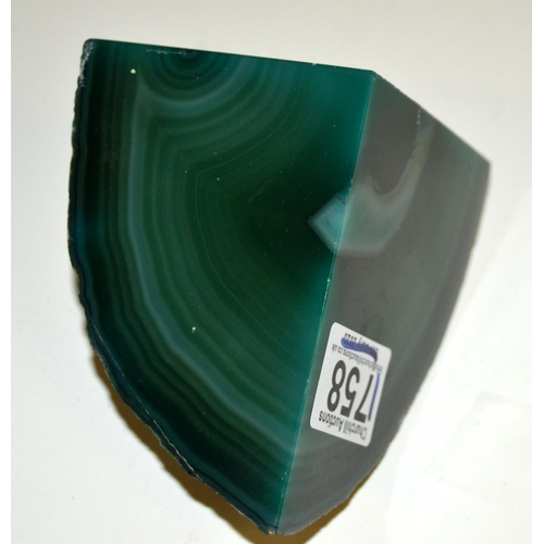 1758 - A pair of Geode bookends believed to be Malachite or Quartz