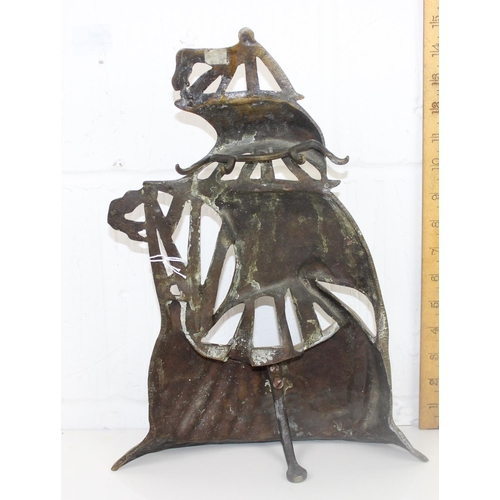 1782 - A vintage brass model formed as a galleon - used as a doorstop