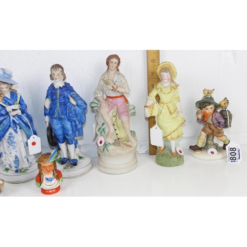 1808 - Qty of Continental pottery and porcelain figures