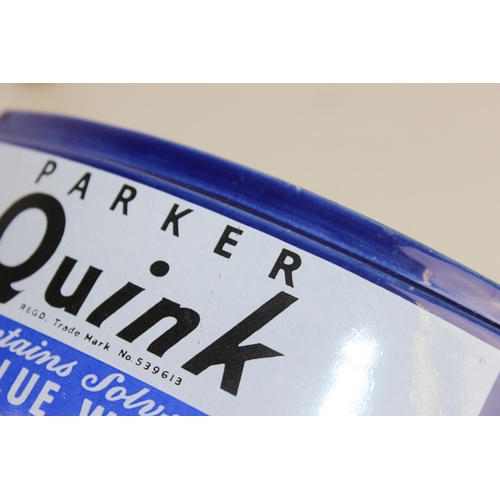 1839 - An unusual pottery biscuit barrel formed as a bottle of Parker Quink Ink