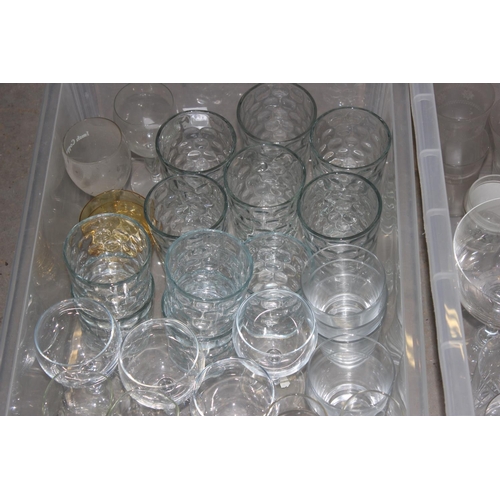 1847 - 2 boxes of retro glassware etc