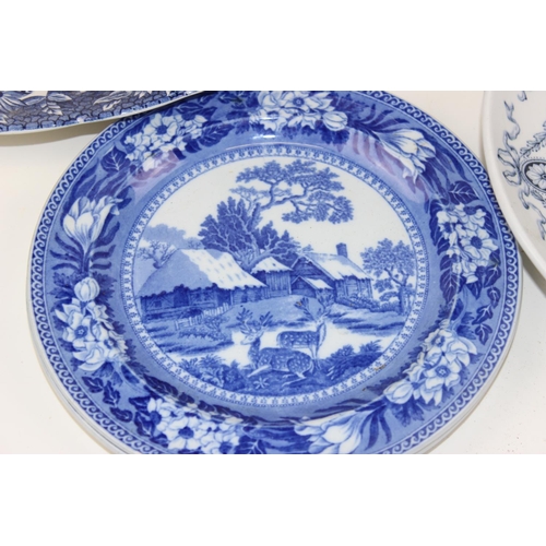 1858 - Qty of antique blue & white pottery items